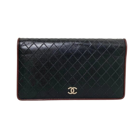 CHANEL Bicolore - Black Leather Long Wallet - Picture 1 of 5